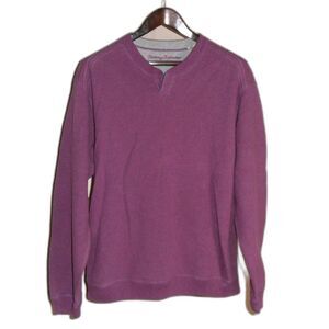 🟢 Tommy Bahama Men's Pullover Sweatshirt Size L Purple Long Sleeve Cotton Blend